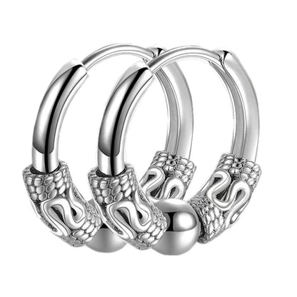 Rockyu メンズピアス 龍モチーフフープ サージカルステンレス製 ブラッククールスタイル