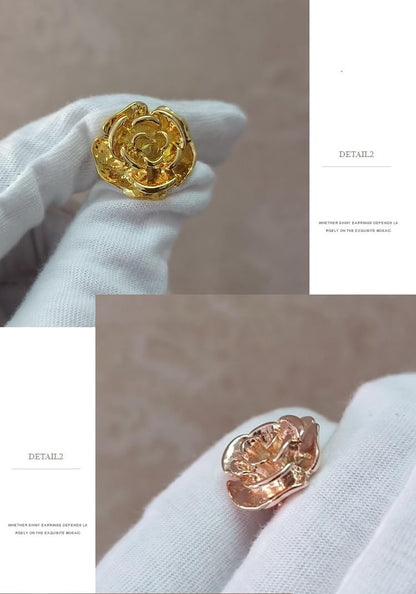Rockyu ローズブローチ メンズ 花モチーフ 立体デザイン 合金 ゴールド/シルバー/ブラック