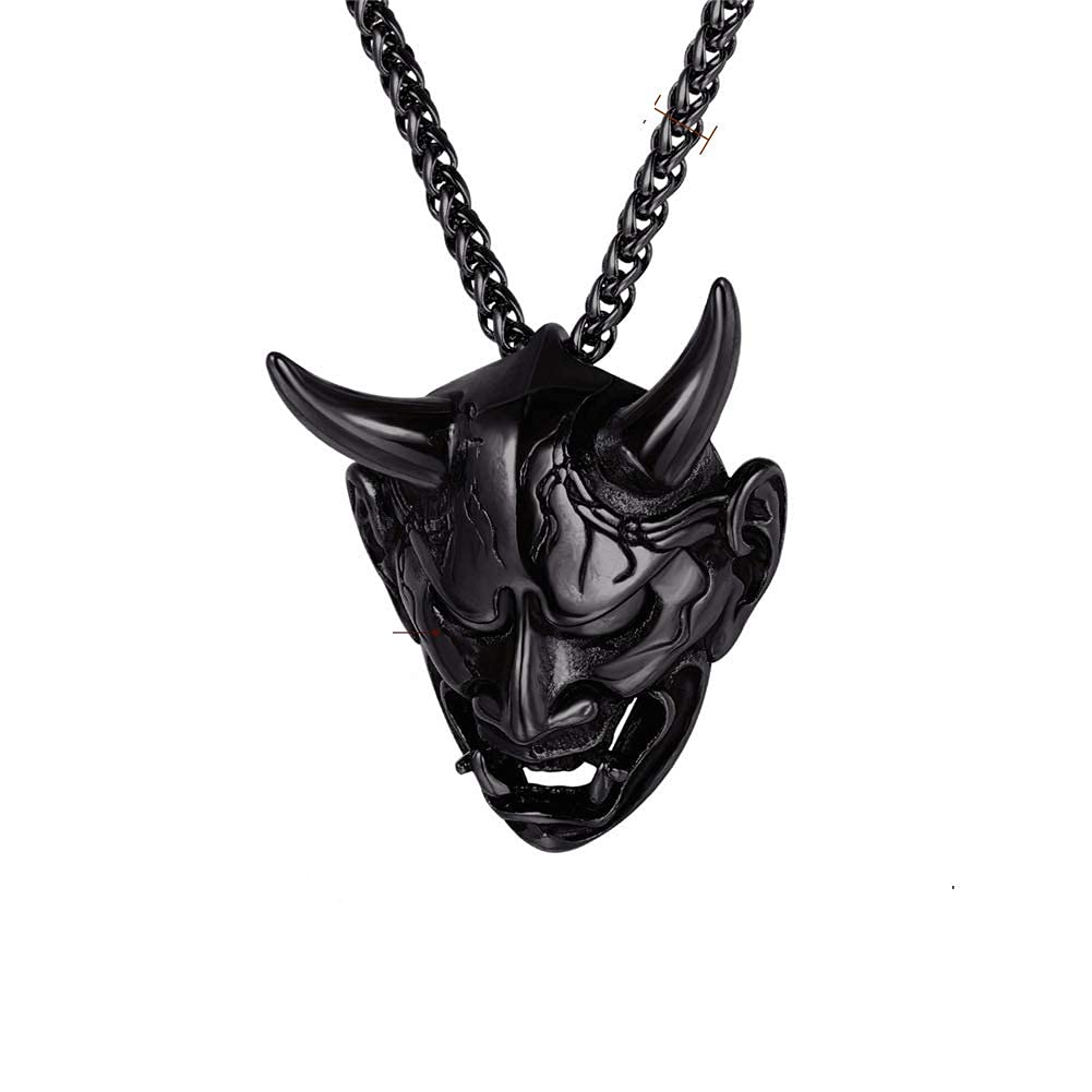 Rockyu 般若ネックレス メンズ｜鬼面デザイン 316Lステンレス 3色展開