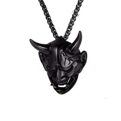 Rockyu 般若ネックレス メンズ｜鬼面デザイン 316Lステンレス 3色展開