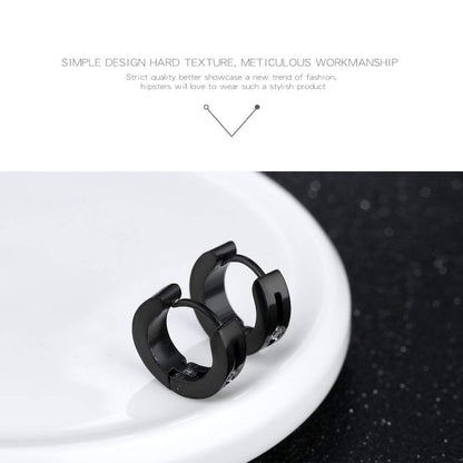 Rockyu フープピアス メンズ レディース ジルコニア付き 中折れ式 ステンレス製