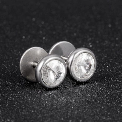 Rockyu ピアス メンズ レディース 両耳用 サージカルステンレス ジルコニア 10mm ブラック＆シルバー