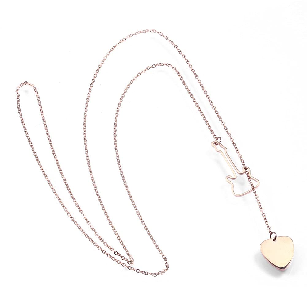 Rockyu ネックレス レディース ゴールド 音楽モチーフ ギターペンダント ピック チェーン おしゃれ 可愛い 記念日 バレンタイン ギフト アクセサリー