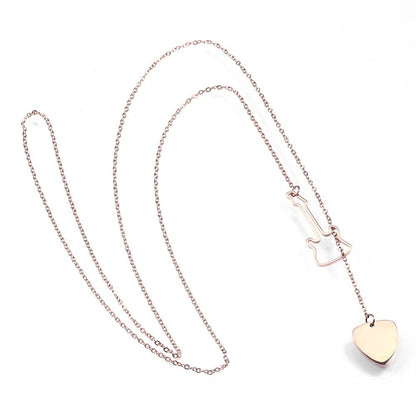 Rockyu ネックレス レディース ゴールド 音楽モチーフ ギターペンダント ピック チェーン おしゃれ 可愛い 記念日 バレンタイン ギフト アクセサリー