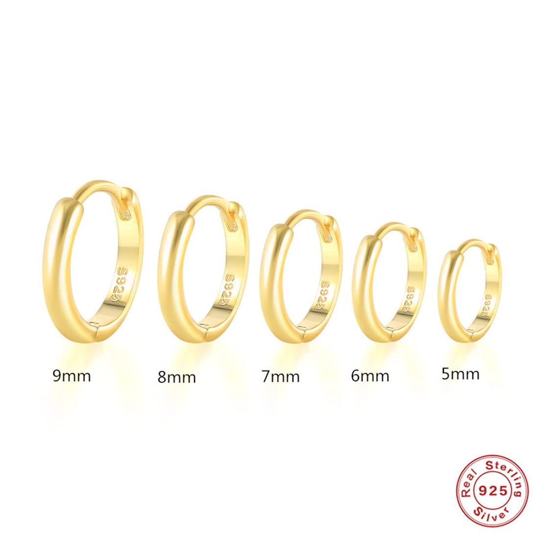 Rockyu ピアス レディース シルバー925 シンプル フープピアス リング 鏡面仕上げ 金属アレルギー対応