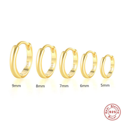 Rockyu ピアス レディース シルバー925 シンプル フープピアス リング 鏡面仕上げ 金属アレルギー対応