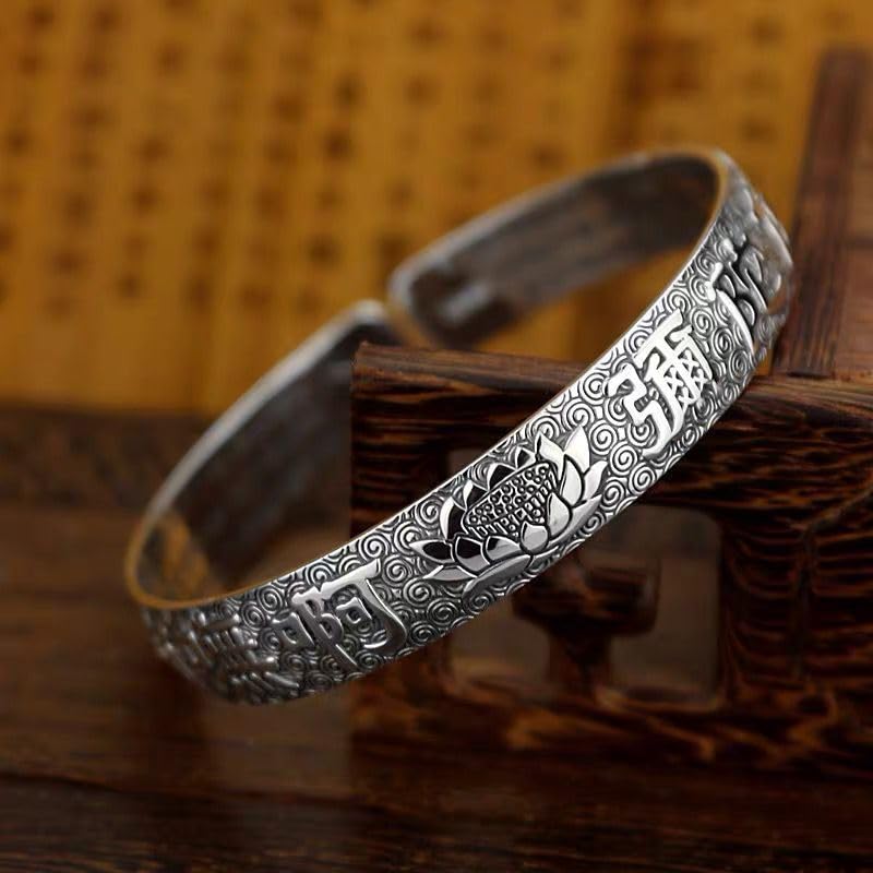 バングル レディース メンズ 般若心経刻印 シルバー お守り 開運アクセサリー