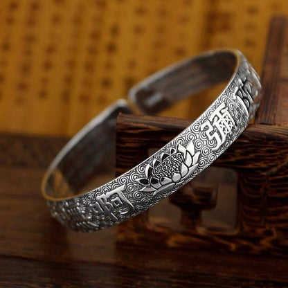 バングル レディース メンズ 般若心経刻印 シルバー お守り 開運アクセサリー