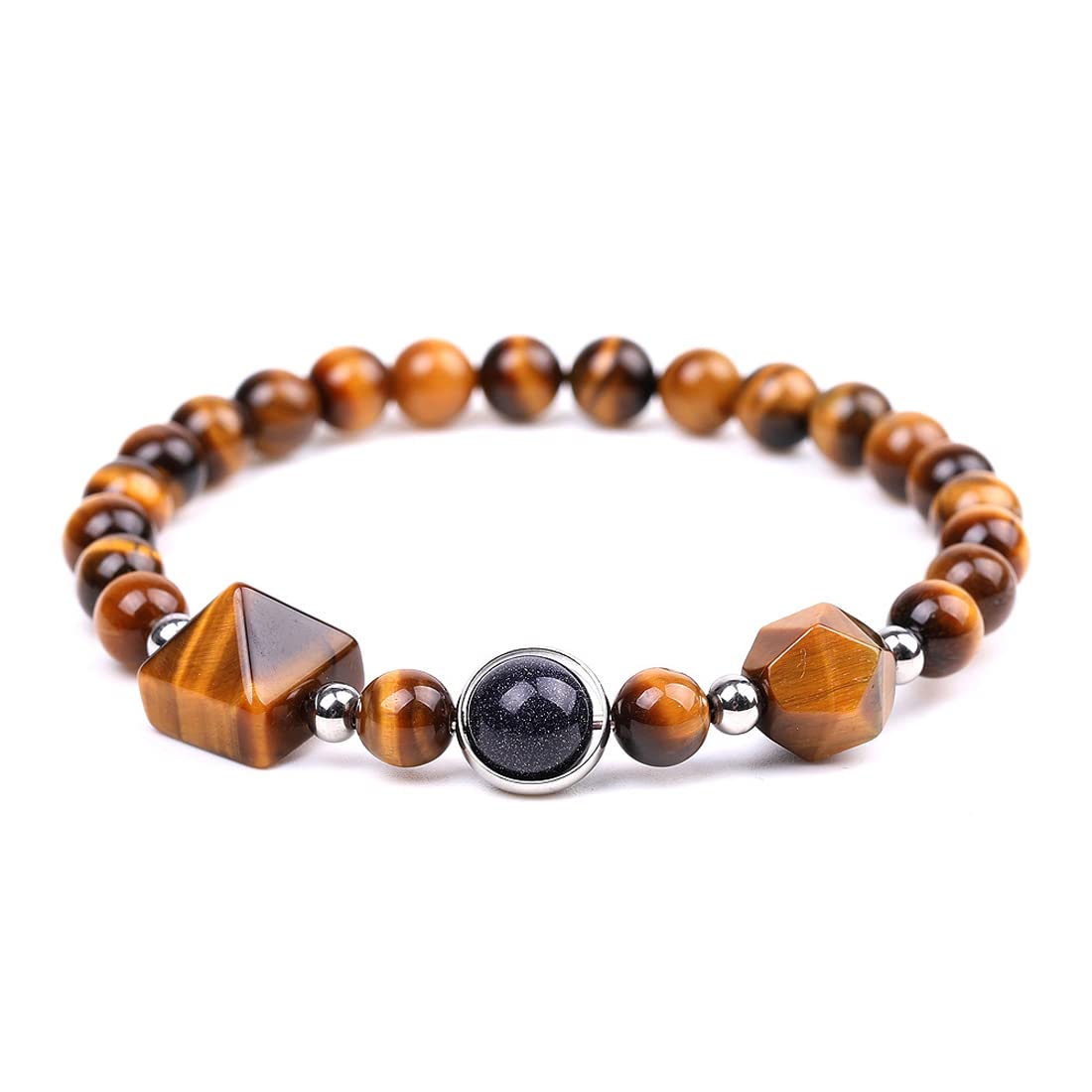 Rockyu 天然石ブレスレット レディース パワーストーン ピラミッドビーズデザイン