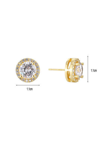 Rockyu ピアス レディース 18金仕上げ 大粒ジルコニア ゴールド＆シルバー＆ブラック 韓国風