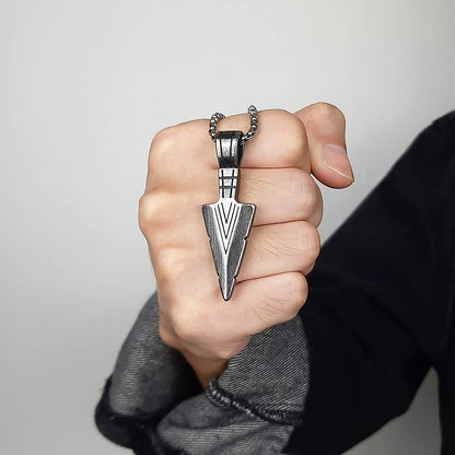 Rockyu ネックレス メンズ ステンレス 矢じり 三角モチーフ 金属アレルギー対応