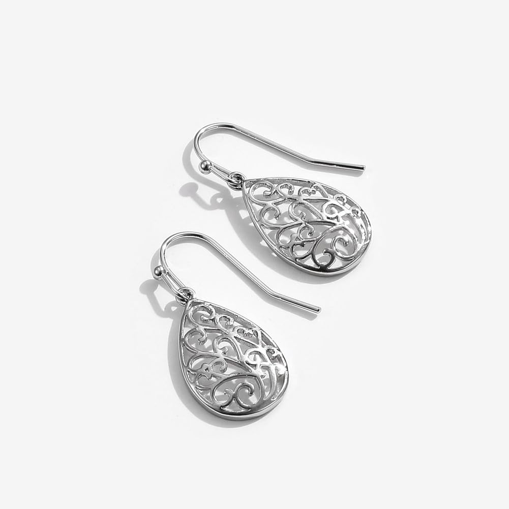 Rockyu ピアス レディース ゴールド シルバー 心形 フック ハートピアス 揺れる 透かし彫り ステンレス 友達 誕生日 パーティー ギフト おしゃれ アクセサリー (雫)