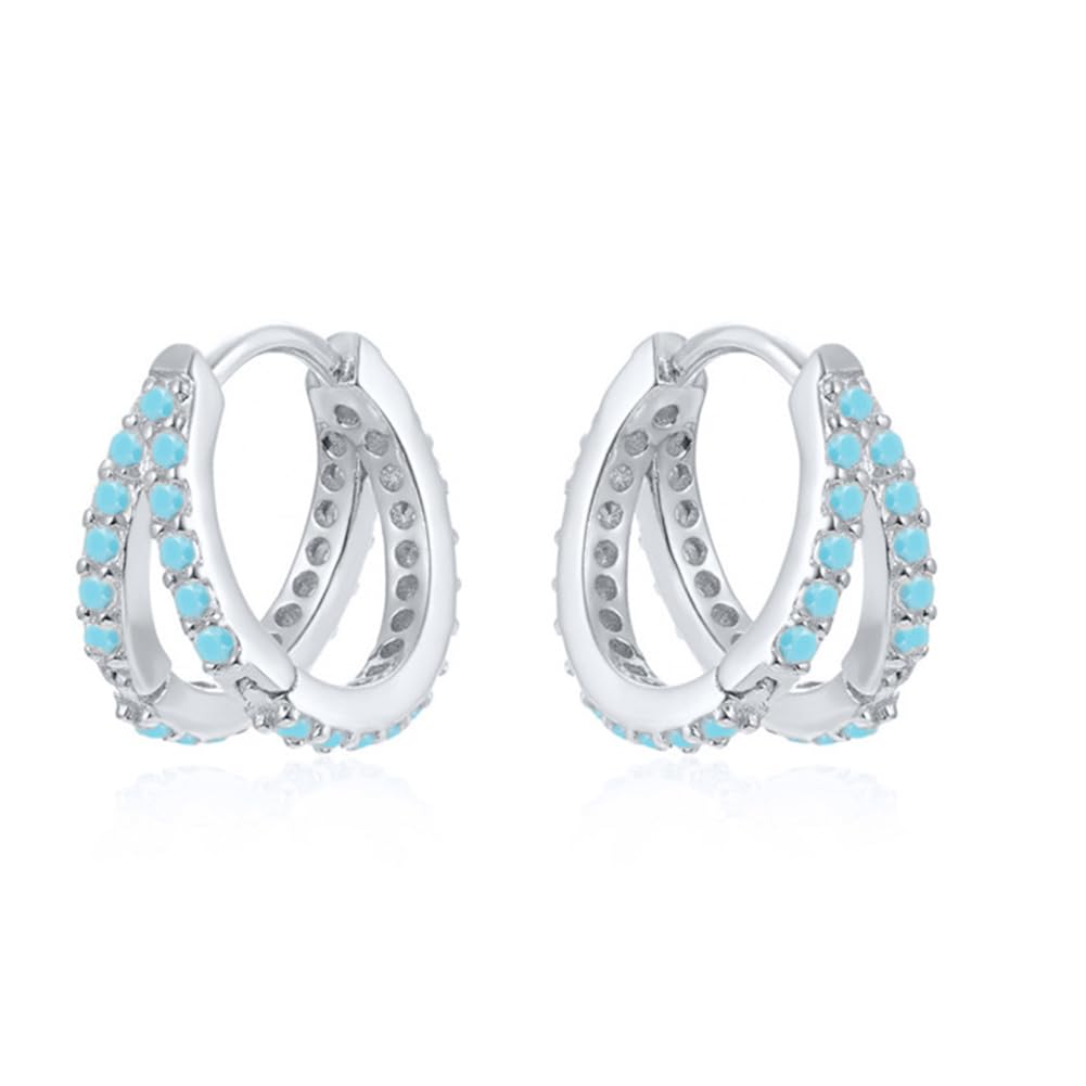 Rockyu ピアス レディース フープ＆ラインセット シルバー925 18金仕上げ 小さめ ジルコニア