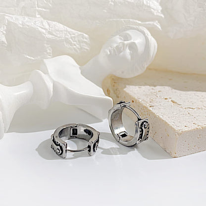 Rockyu クロスデザインステンレスフープピアス メンズ レディース