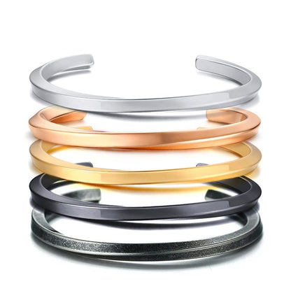 Rockyu チタンC型バングル レディース – 高級感あふれるシンプルブレスレット（全5色）