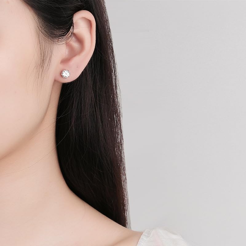 Rockyu シルバー925 キュービックジルコニア スクリューキャッチピアス 3サイズ展開