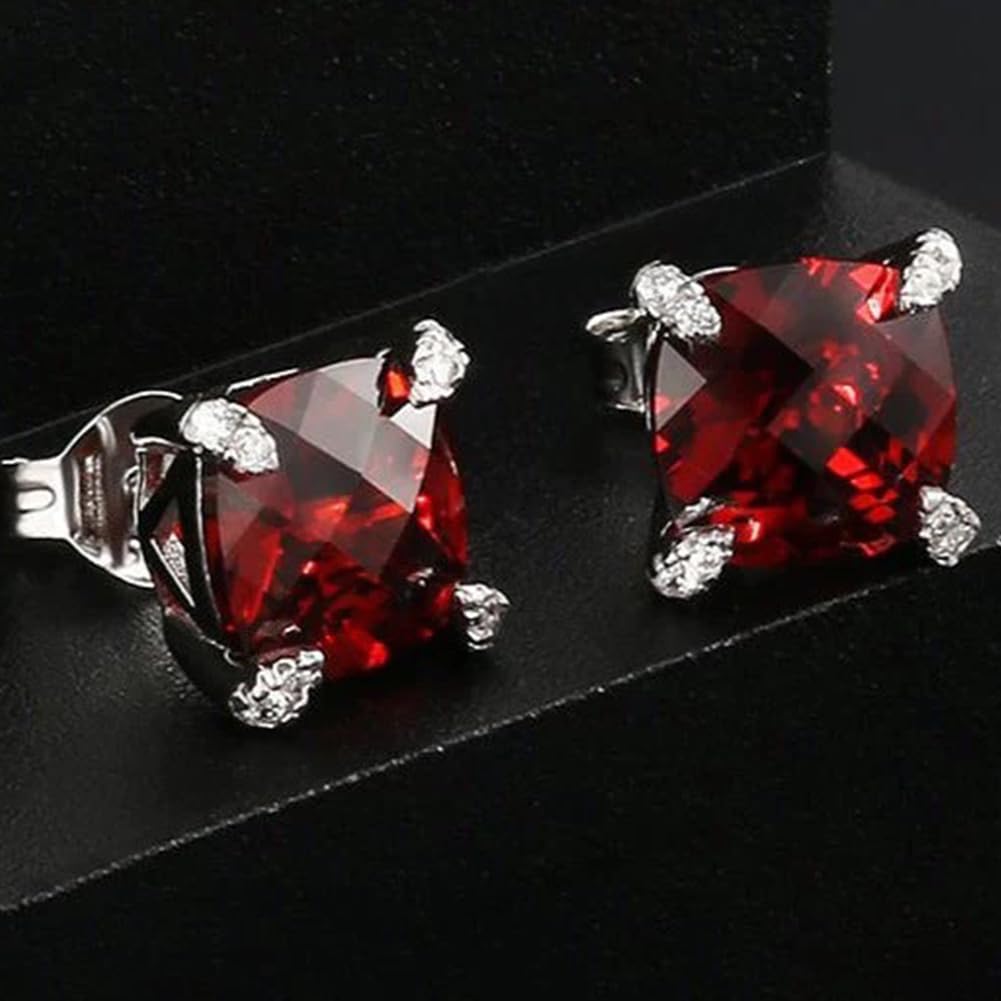 Rockyu ピアス メンズ スクエア ジルコニア 8mm 両耳用 金属アレルギー対応 全5色