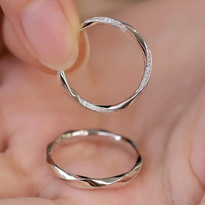 Rockyu ペアリング シルバー925 プラチナ仕上げ ピンクゴールド カップル用 フリーサイズ