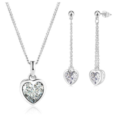 Rockyu ピアス レディース ハートモチーフ ピンクゴールド ジルコニア ロングチェーン 揺れるピアス