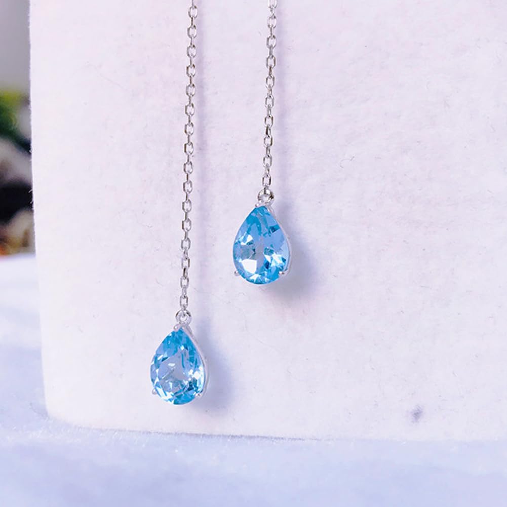 Rockyu チェーンピアス レディース ロングドロップ 涙型ジルコニア 金属アレルギー対応