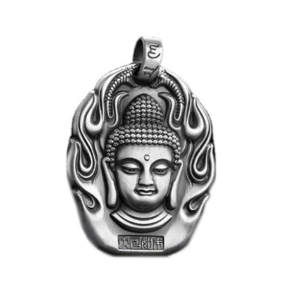 Rockyu 十二支守護仏 ネックレス メンズ タイシルバー仕上げ 開運お守りペンダント