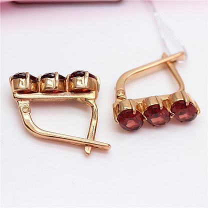 Rockyu ピアス レディース ピンクゴールド レッドストーン ジルコニア ステンレス 金属アレルギー対応