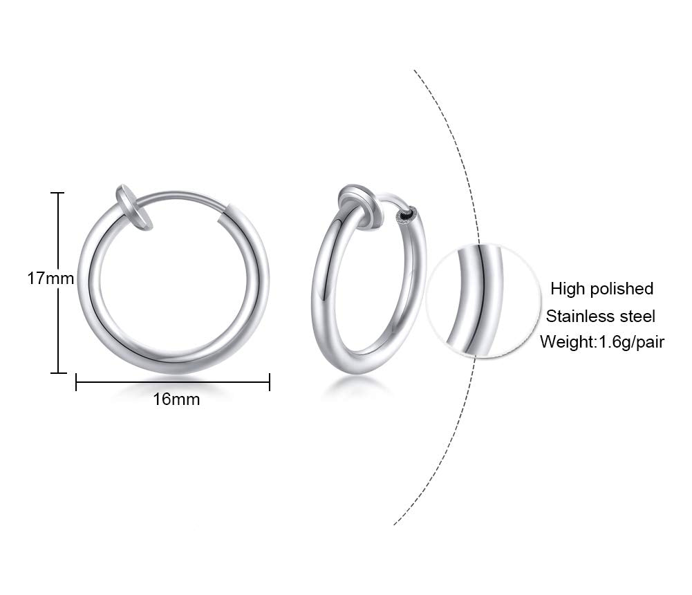 Rockyu フェイクピアス サージカルステンレス製 リングデザイン 両耳用 金属アレルギー対応