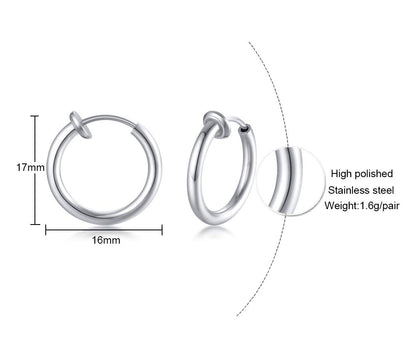 Rockyu フェイクピアス サージカルステンレス製 リングデザイン 両耳用 金属アレルギー対応