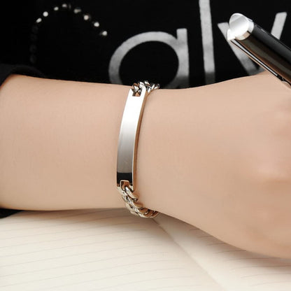 Rockyu カップルブレスレット｜ローズゴールド＆シルバーチェーン｜ペアアクセサリー