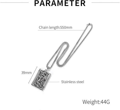 Rockyu トランプモチーフネックレス メンズ ステンレス製 ペンダント チェーン付