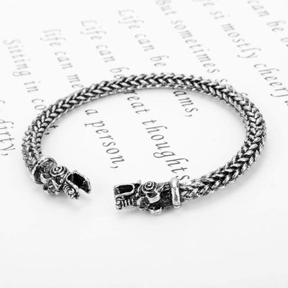 Rockyu 双頭竜ブレスレット メンズ 北欧風 ドラゴンバングル ステンレス製 金運＆魔除けアクセ
