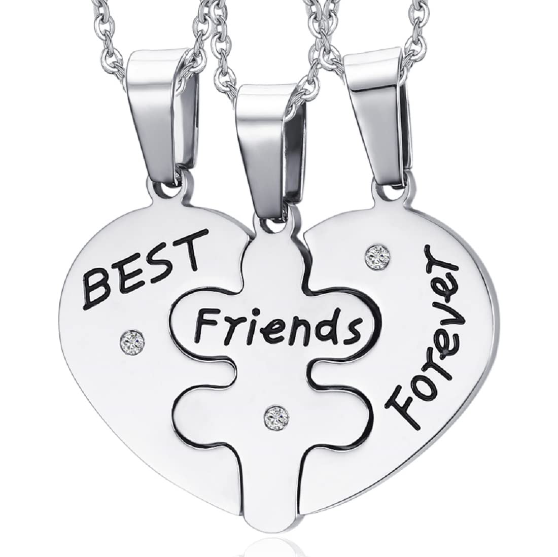 Rockyu ネックレス メンズ レディース ハート パズル ペンダント シルバー チタン アレルギー対応