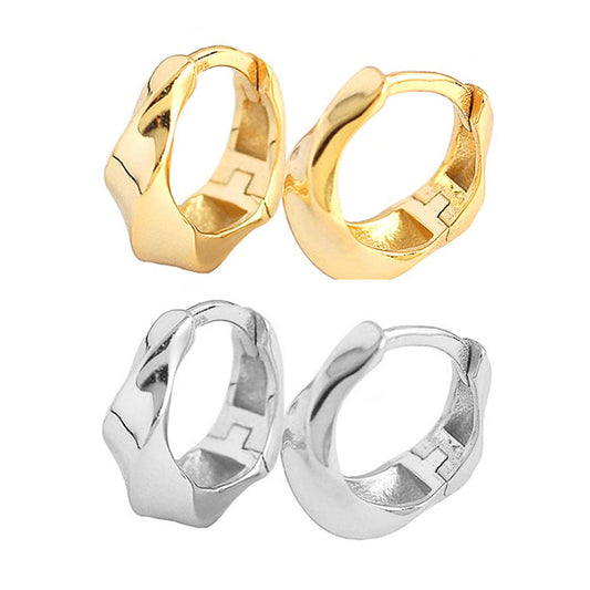 Rockyu ツイストフープピアス レディース 小さめ シルバー925 金属アレルギー対応 ゴールド/シルバー