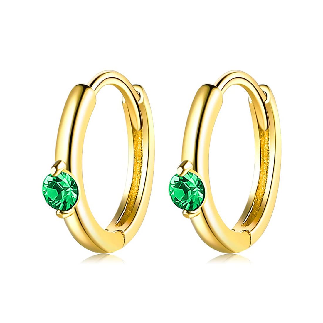 Rockyu ピアス レディース シルバー925 ジルコニア カラー宝石 鏡面仕上げ 円型 リングピアス 金属アレルギー対応 ファッション アクセサリー ギフト