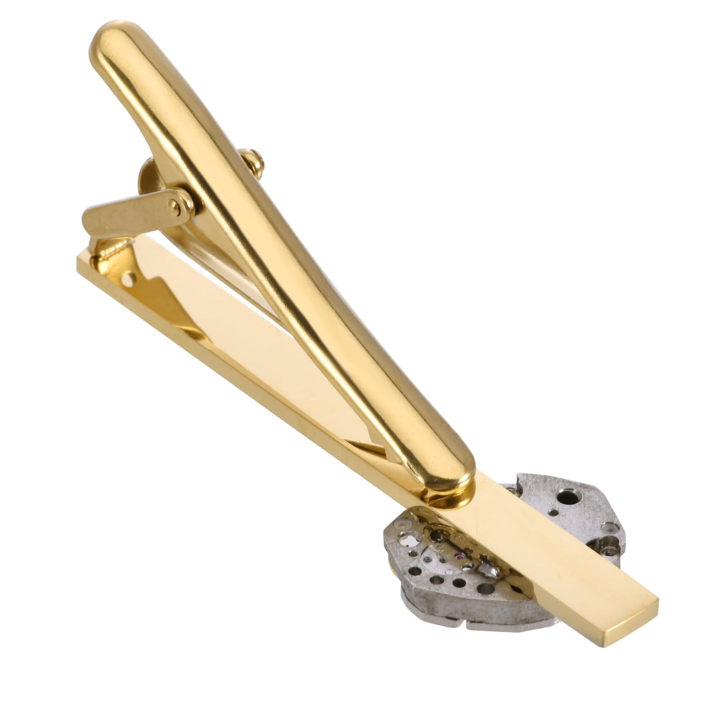 Rockyu 時計ムーブメントネクタイピン ゴールド ステンレス製