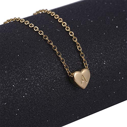 Rockyu ネックレス レディース ハートペンダント ゴールド A-Z アルファベット 18Kメッキ ステンレス