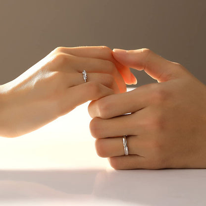 Rockyu 指輪 カップル ペアリング メンズ レディース シルバー925 羽モチーフ ジルコニア 調整可能 純銀製 リング