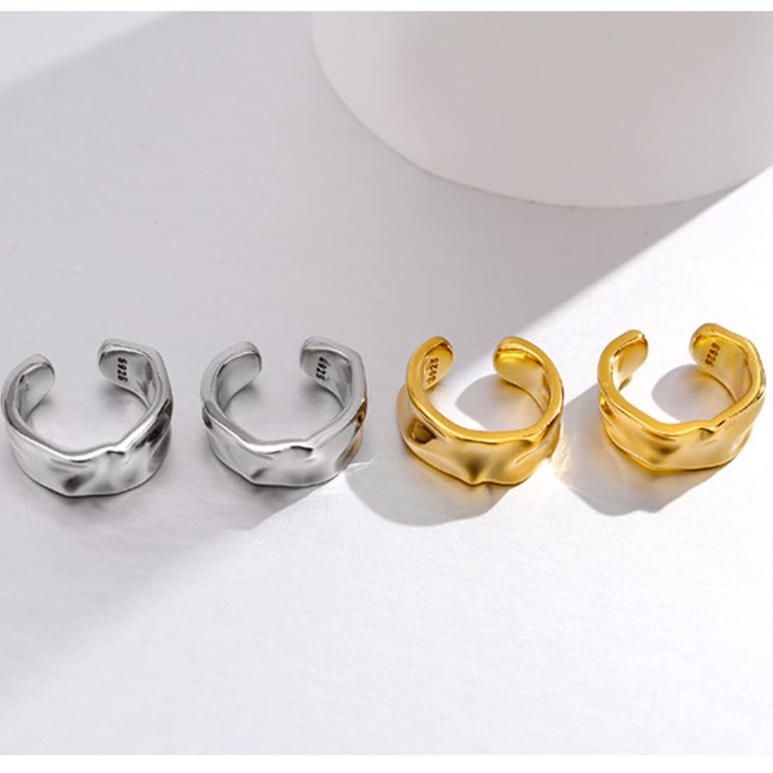 Rockyu ピアス メンズ レディース シルバー925 ゴールド フェイク イヤーカフ 金属アレルギー対応