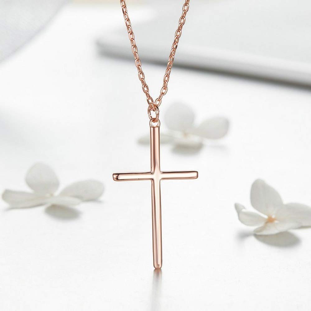 Rockyu レディース 十字架 シルバー ネックレス ステンレス シンプル