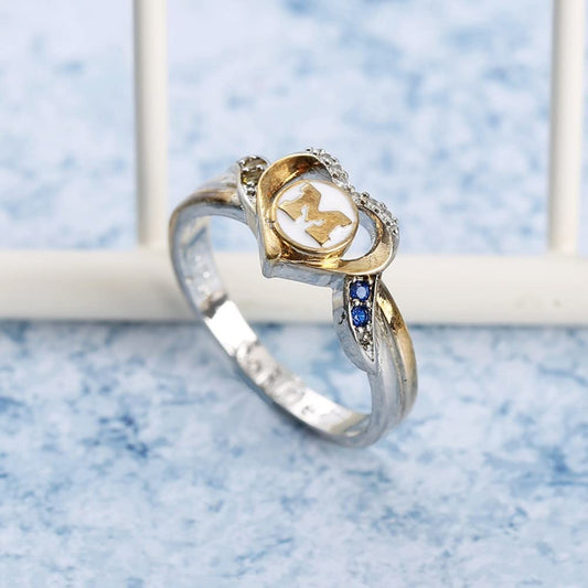 Rockyu ハートデザイン 2色メッキ ジュエリー3点セット リング ネックレス ピアス レディース エレガントギフト