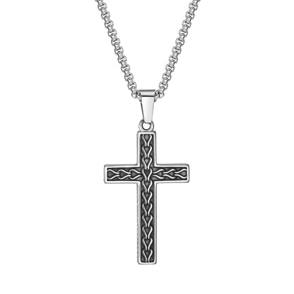 Rockyu ステンレス ヴィンテージクロス メンズネックレス ペンダント