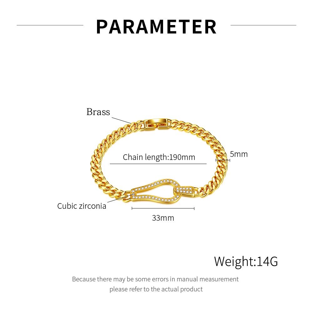 ブレスレット レディース ゴールド ジルコニア 馬蹄モチーフ 喜平チェーン