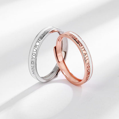 Rockyu ペアリング カップル用 ローマ数字刻印 フリーサイズ シルバー925リング