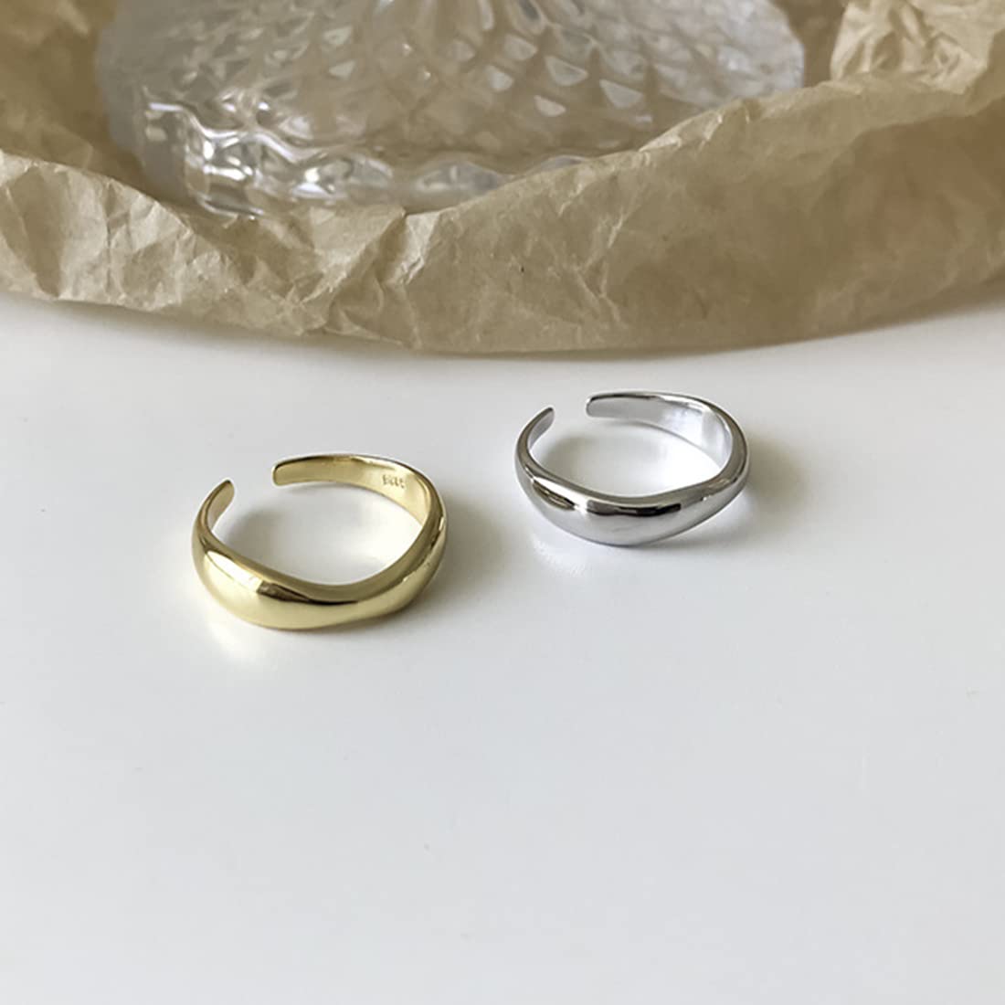 Rockyu 雫デザインリング S925シルバー製 フリーサイズ レディース指輪