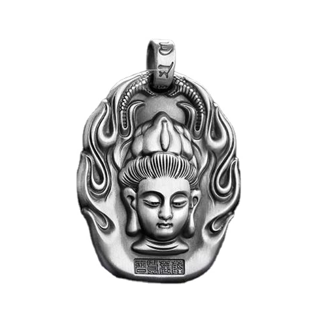 Rockyu 十二支守護仏 ネックレス メンズ タイシルバー仕上げ 開運お守りペンダント