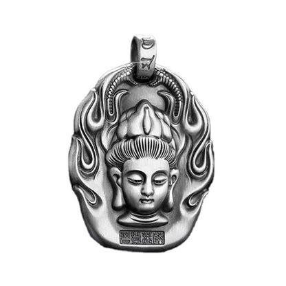 Rockyu 十二支守護仏 ネックレス メンズ タイシルバー仕上げ 開運お守りペンダント