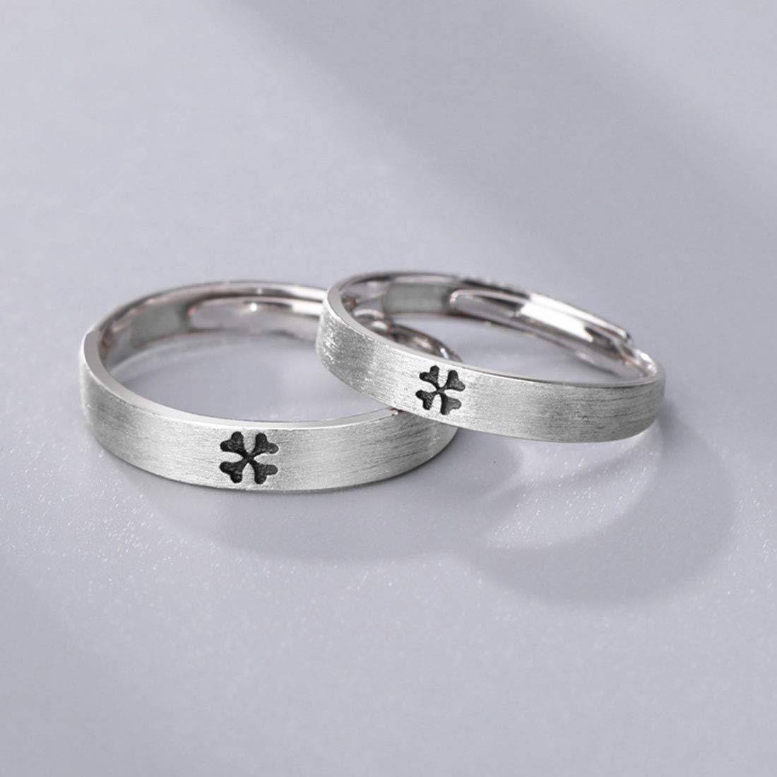 Rockyu 指輪 メンズ シルバー925 ペアリング 四つ葉クローバー サイズ調整可 結婚婚約