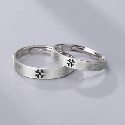 Rockyu 指輪 メンズ シルバー925 ペアリング 四つ葉クローバー サイズ調整可 結婚婚約