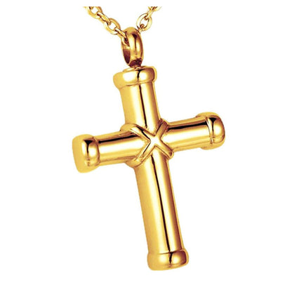 Rockyu クロス メモリアルネックレス｜ステンレス製 遺骨ペンダント メンズ