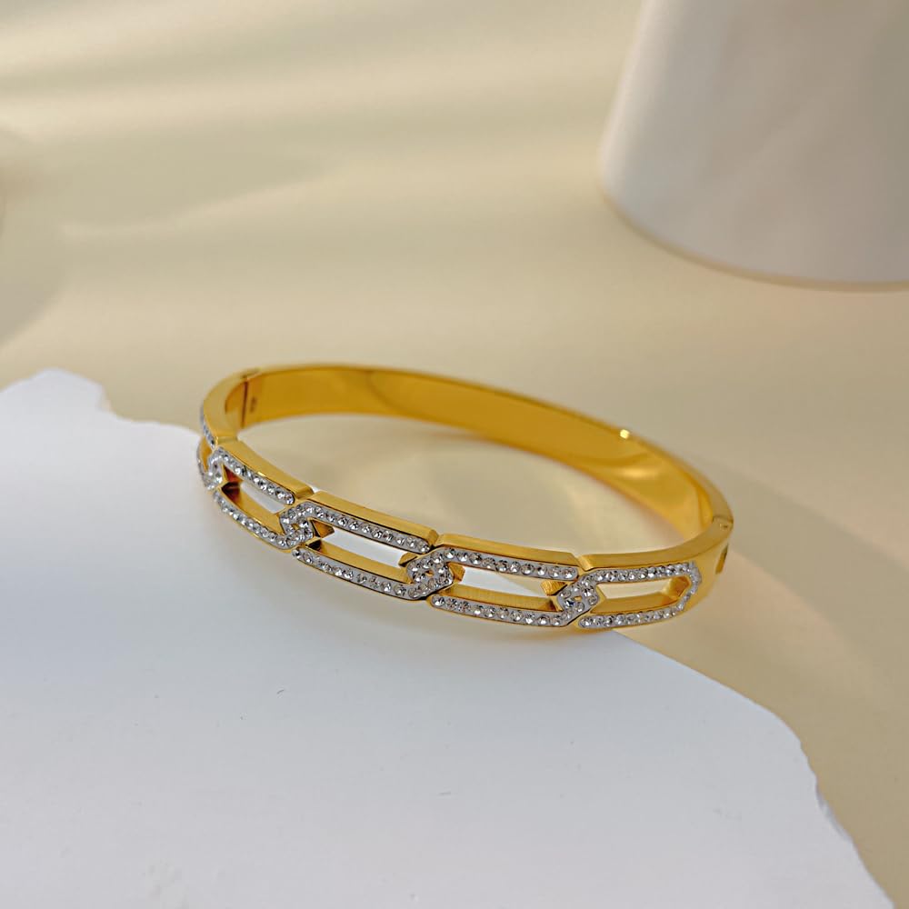 バングル レディース ゴールド シルバー ステンレス 金属アレルギー対応 ジルコニア 透かしデザイン